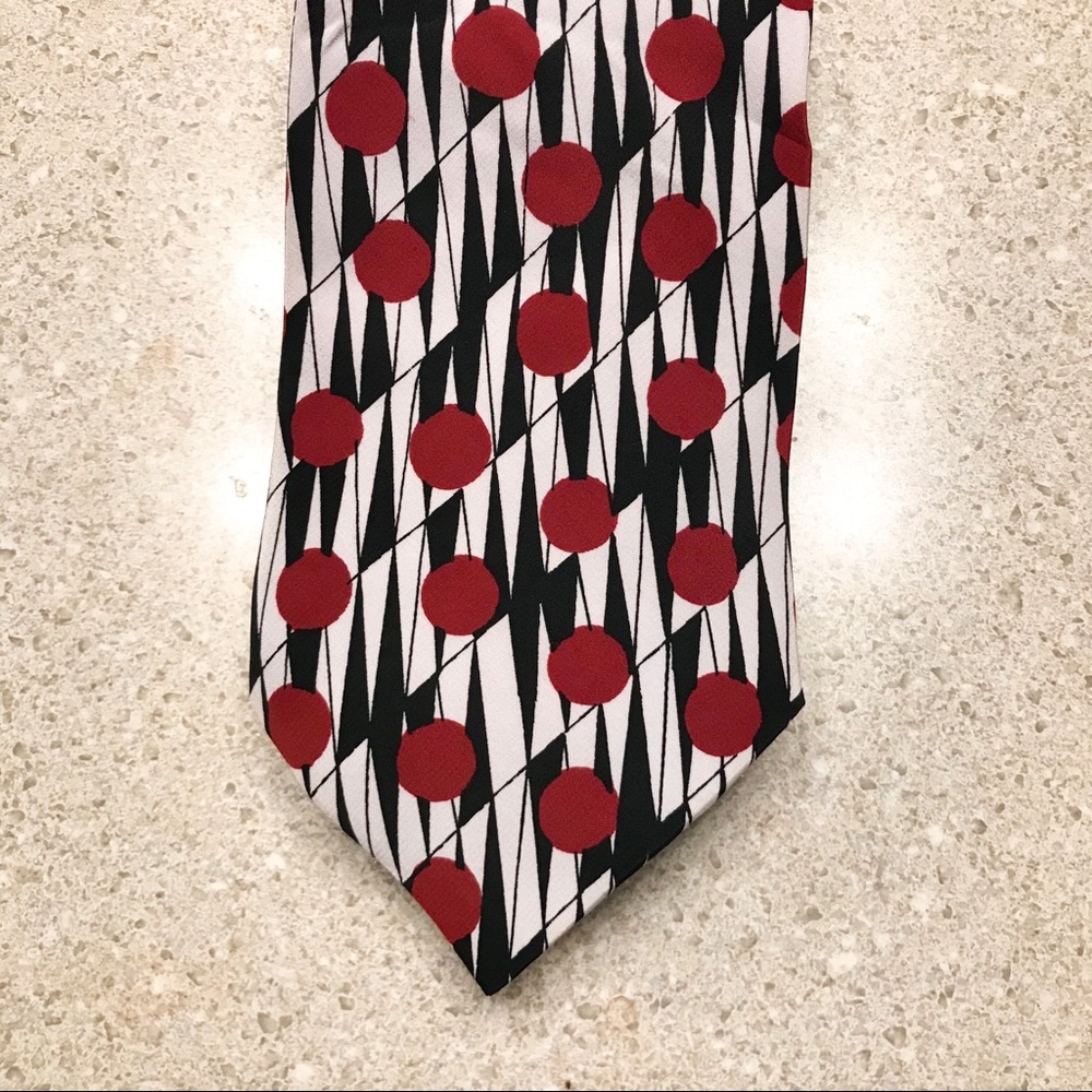 🎁ISACO Silk Necktie - Red, Black & White